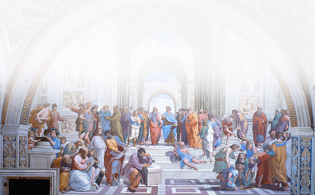 Background image: Raphael's "The school of Athens"